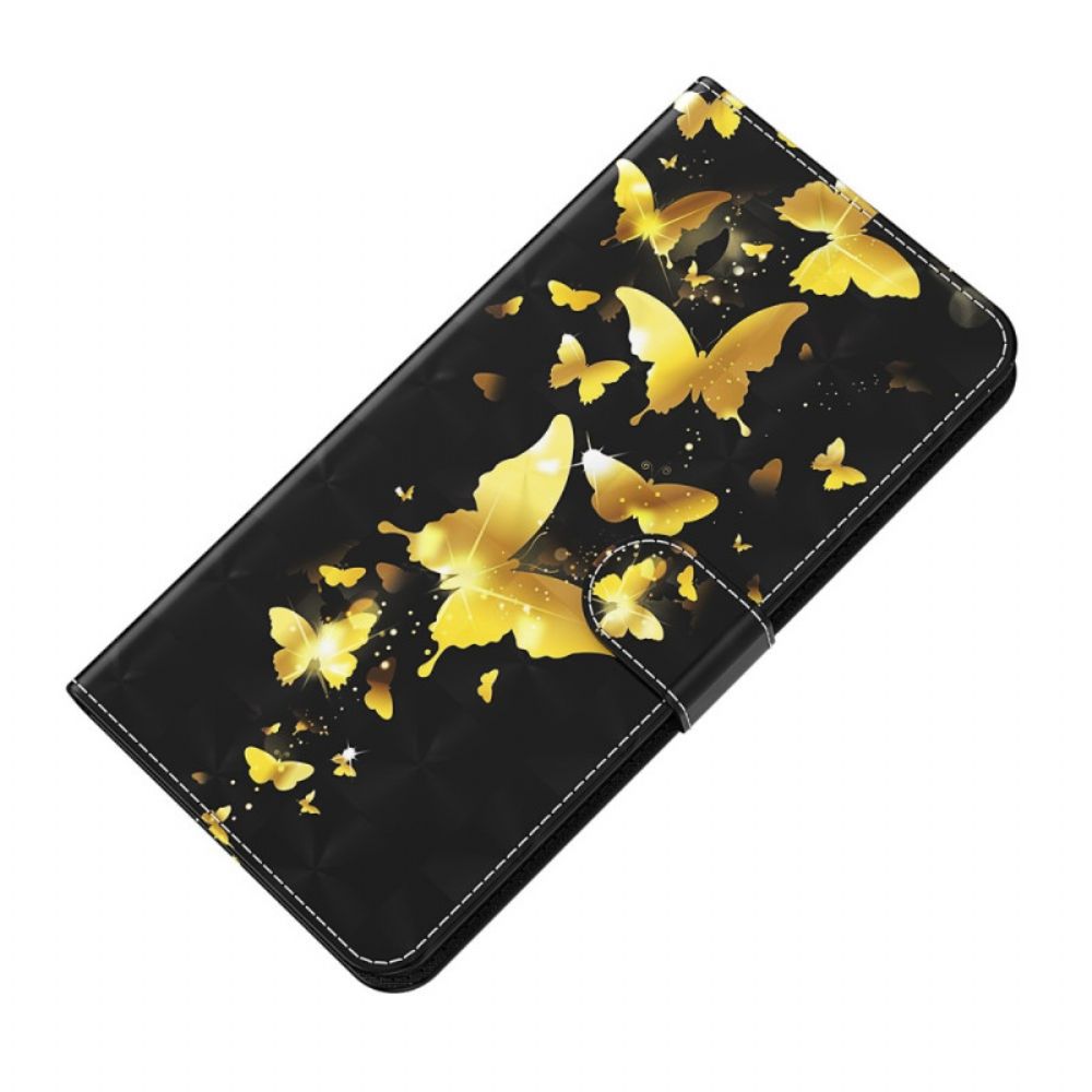 Folio-hoesje voor Xiaomi Redmi 10C Met Ketting Thong Vlinders