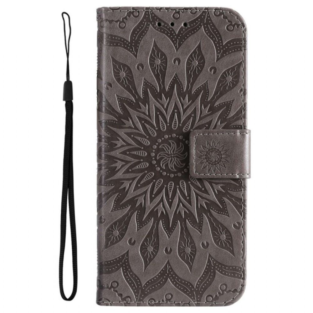 Folio-hoesje voor Xiaomi Redmi 10C Zonnemandala Met Lanyard