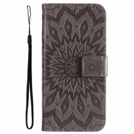 Folio-hoesje voor Xiaomi Redmi 10C Zonnemandala Met Lanyard