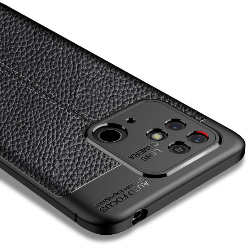 Hoesje voor Xiaomi Redmi 10C Dubbele Lijn Litchi Leder Effect