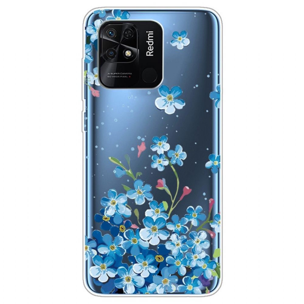 Hoesje voor Xiaomi Redmi 10C Transparante Blauwe Bloemen