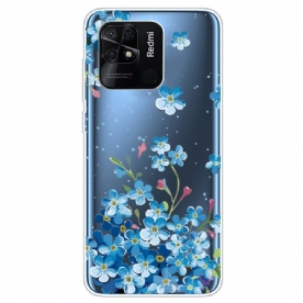 Hoesje voor Xiaomi Redmi 10C Transparante Blauwe Bloemen