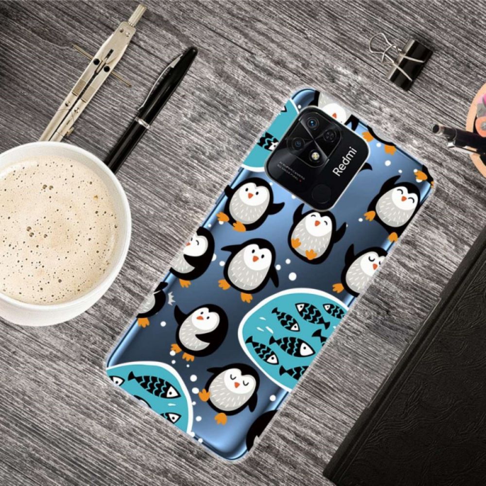 Hoesje voor Xiaomi Redmi 10C Transparante Pinguïns