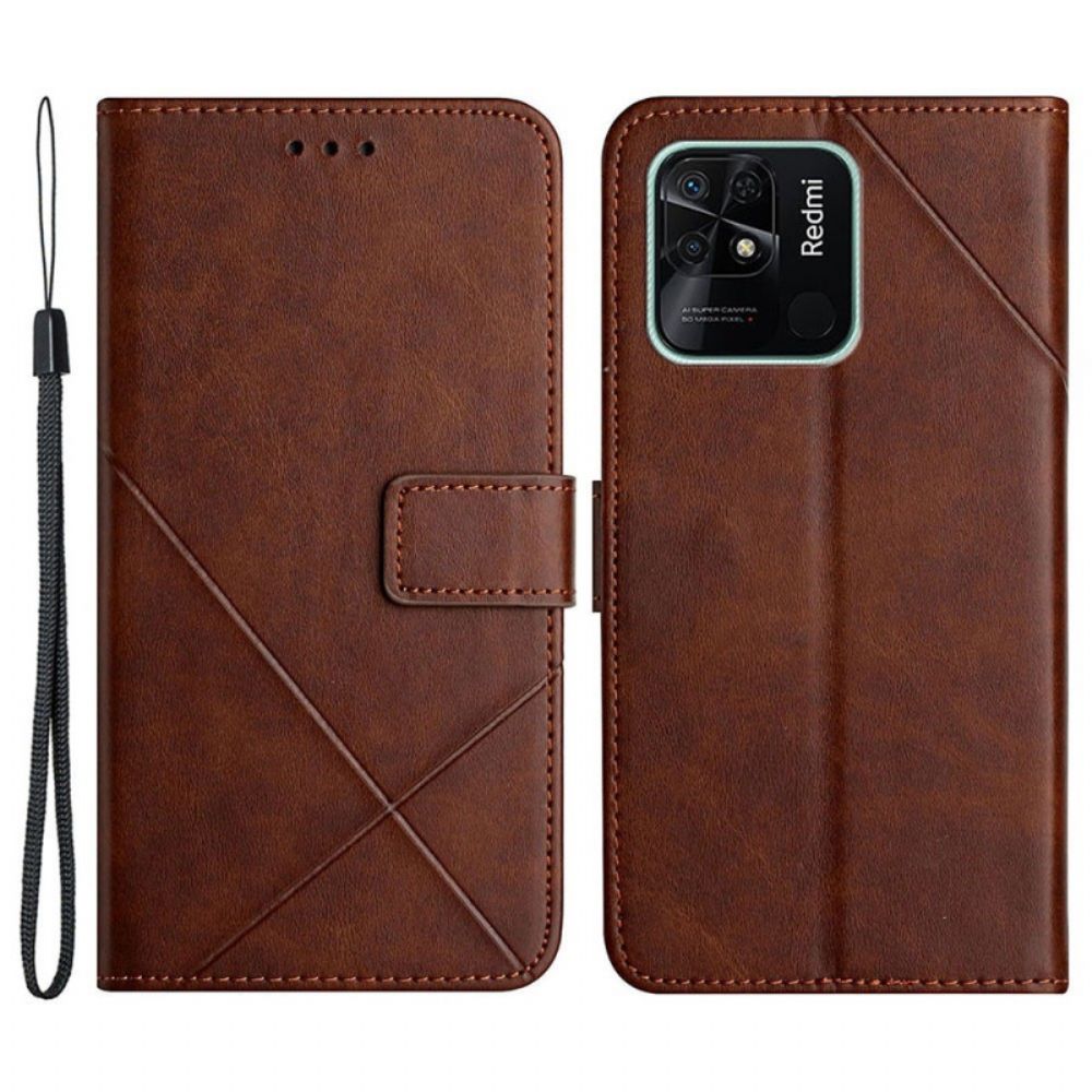 Leren Hoesje voor Xiaomi Redmi 10C Geo X Design Lederen Stijl