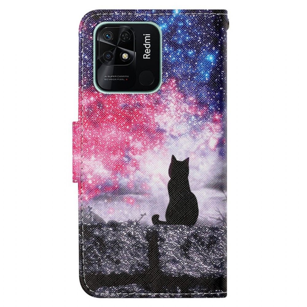 Leren Hoesje voor Xiaomi Redmi 10C Kat In De Nacht