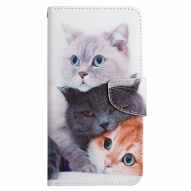 Leren Hoesje voor Xiaomi Redmi 10C Met Ketting Alleen Strappy Cats