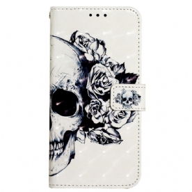 Leren Hoesje voor Xiaomi Redmi 10C Met Ketting Thong Schedel