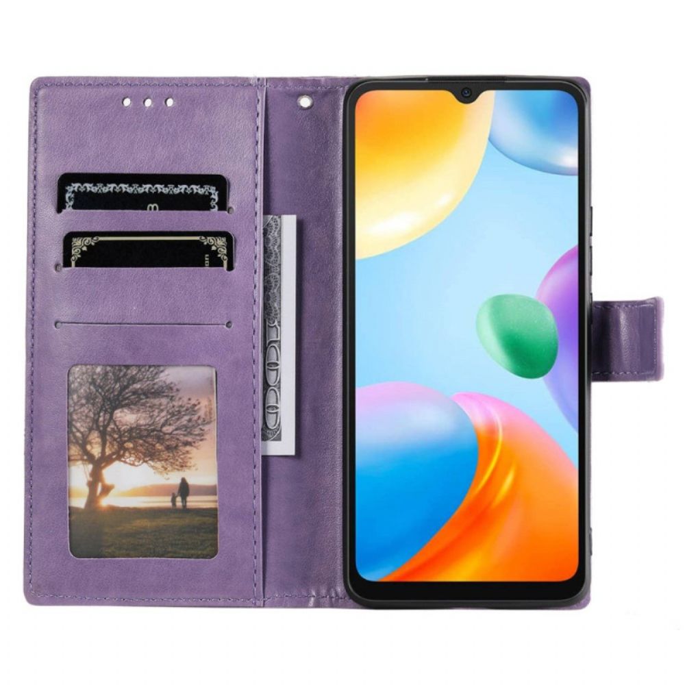 Leren Hoesje voor Xiaomi Redmi 10C Zonnemandala Met Lanyard