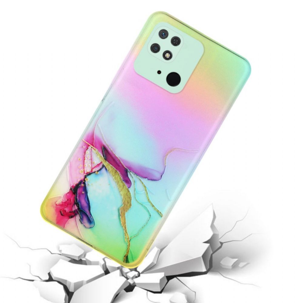 Telefoonhoesje voor Xiaomi Redmi 10C Lasereffect Kunstmarmer