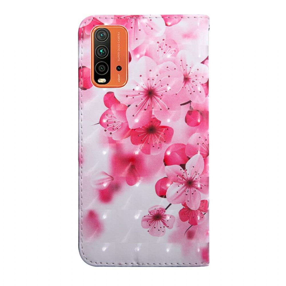 Flip Case voor Xiaomi Redmi 9T Roze Bloemen