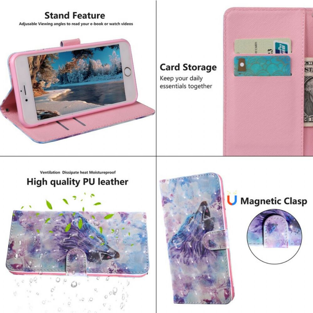 Folio-hoesje voor Xiaomi Redmi 9T Aquarel Wolf