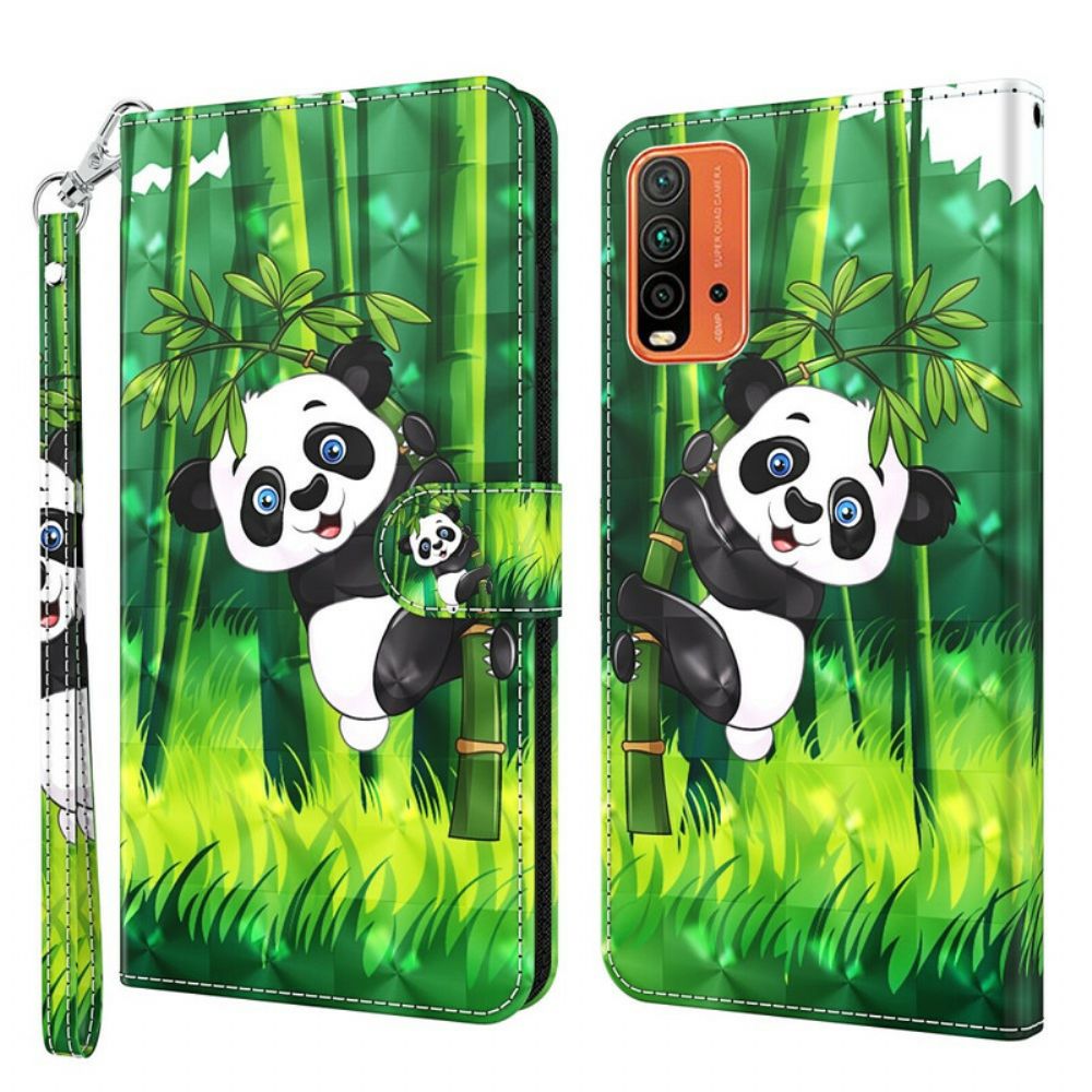 Folio-hoesje voor Xiaomi Redmi 9T Panda En Bamboe