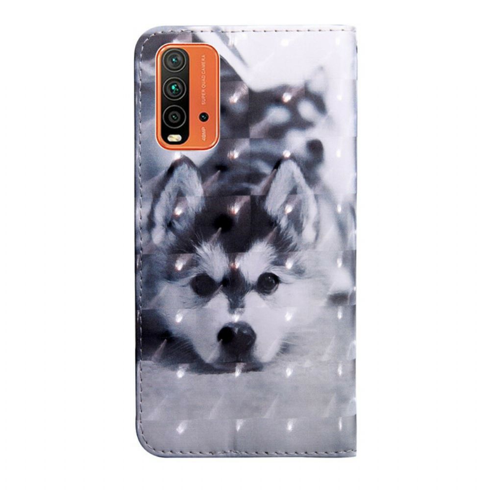 Folio-hoesje voor Xiaomi Redmi 9T Zwart-witte Hond