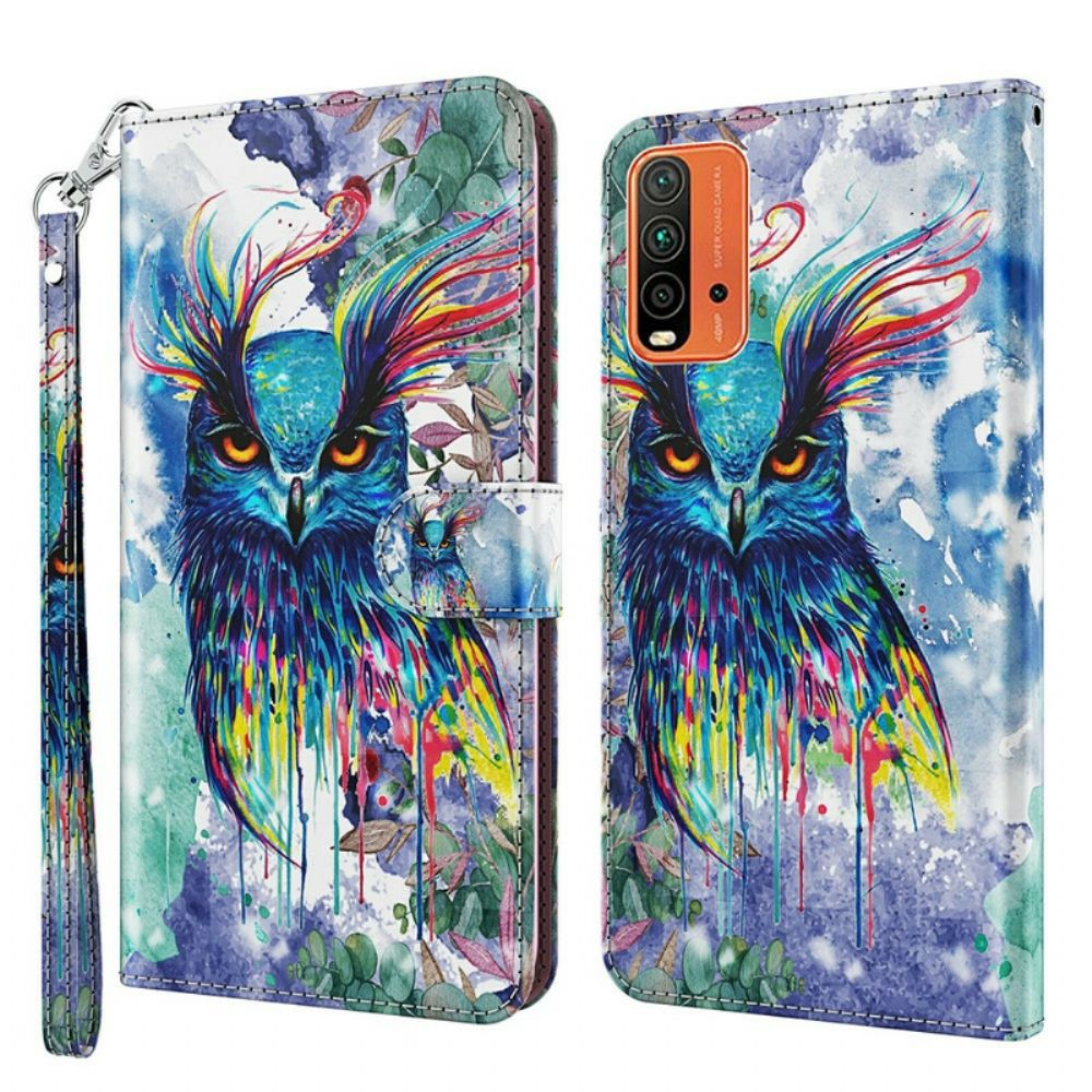 Leren Hoesje voor Xiaomi Redmi 9T Aquarel Vogel