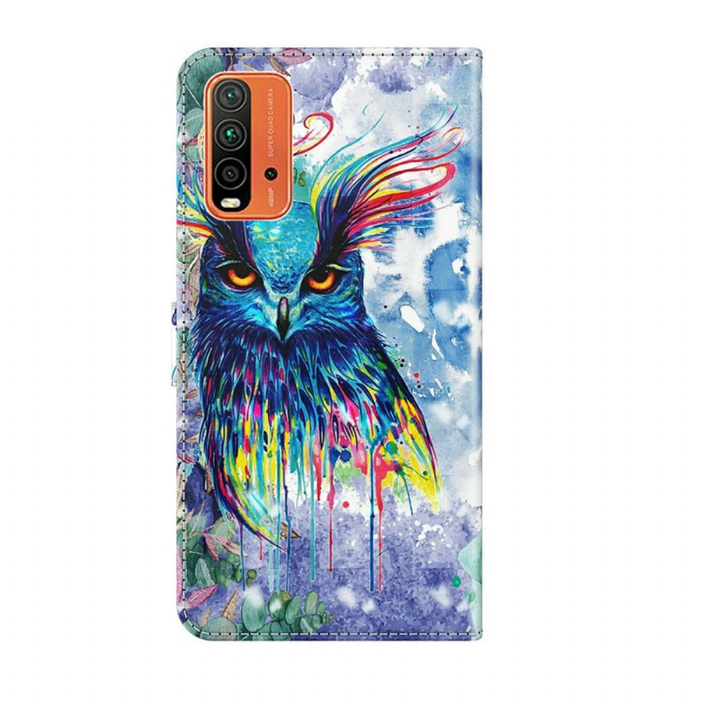 Leren Hoesje voor Xiaomi Redmi 9T Aquarel Vogel