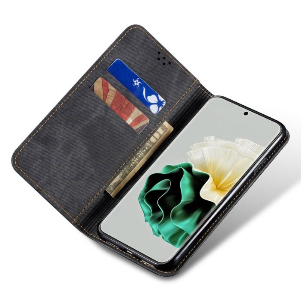 Bescherming Hoesje voor Huawei P60 Pro Folio-hoesje Jeansstof