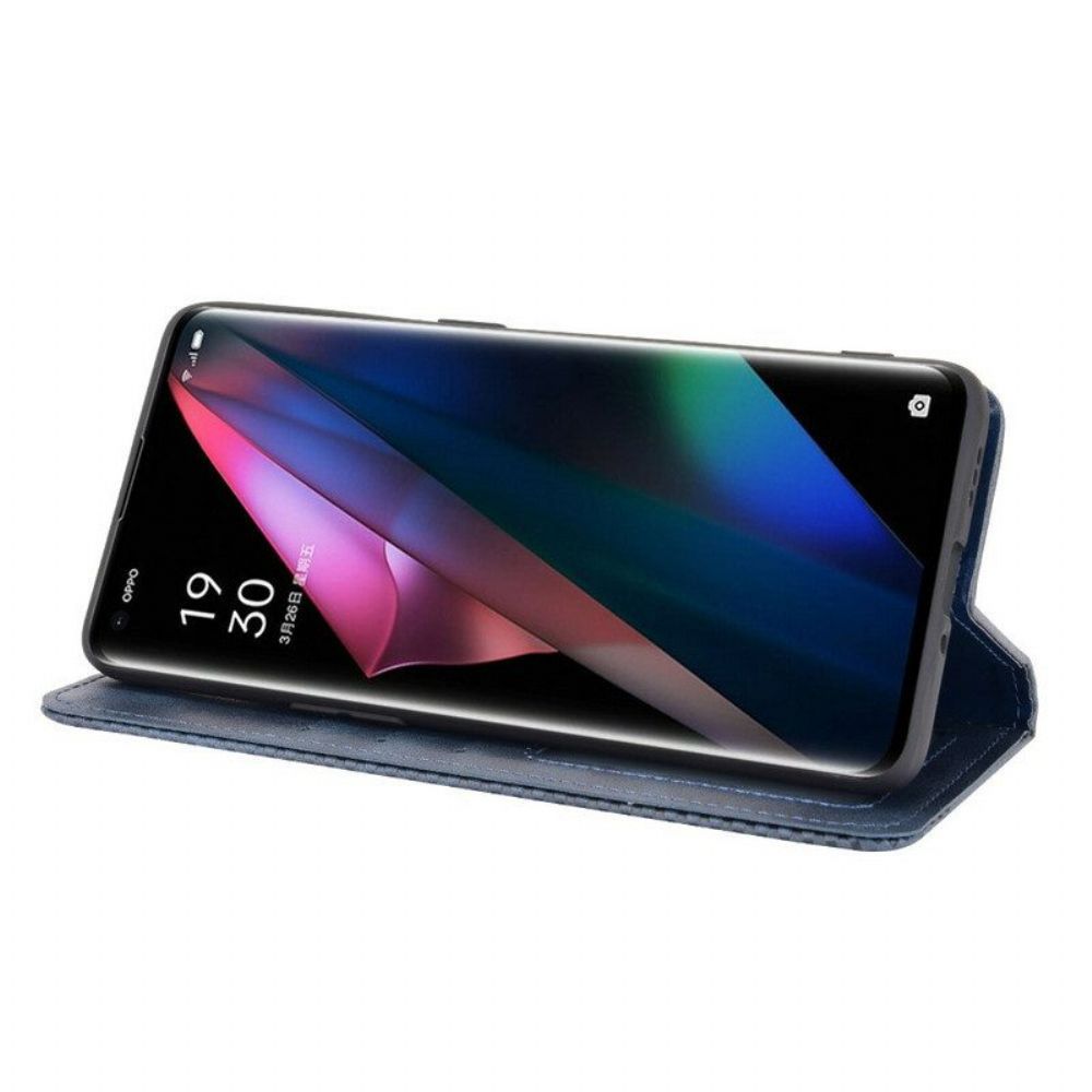 Bescherming Hoesje voor Oppo Find X3 Pro Folio-hoesje Gestileerd Vintage Leereffect