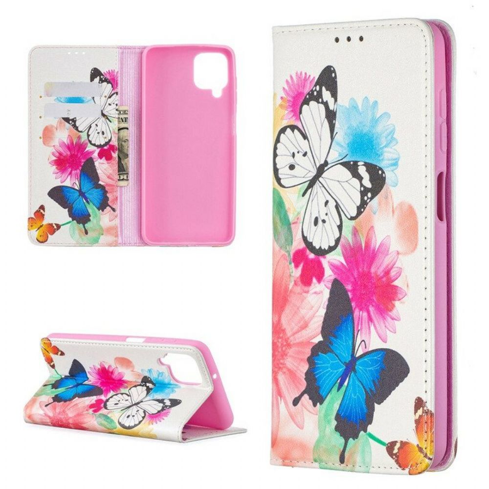 Bescherming Hoesje voor Samsung Galaxy M12 / A12 Folio-hoesje Kleurrijke Vlinders