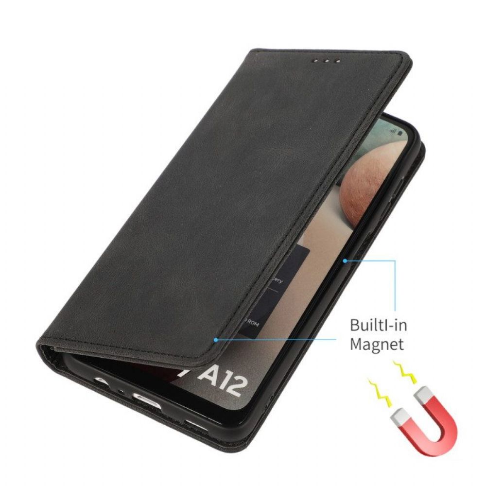 Bescherming Hoesje voor Samsung Galaxy M12 / A12 Folio-hoesje Zijdezacht Leereffect