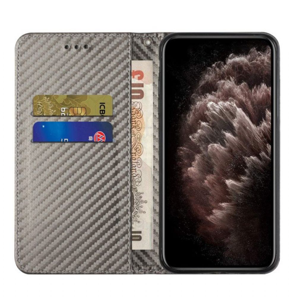 Bescherming Hoesje voor Samsung Galaxy M12 / A12 Met Ketting Folio-hoesje Band Van Koolstofvezel