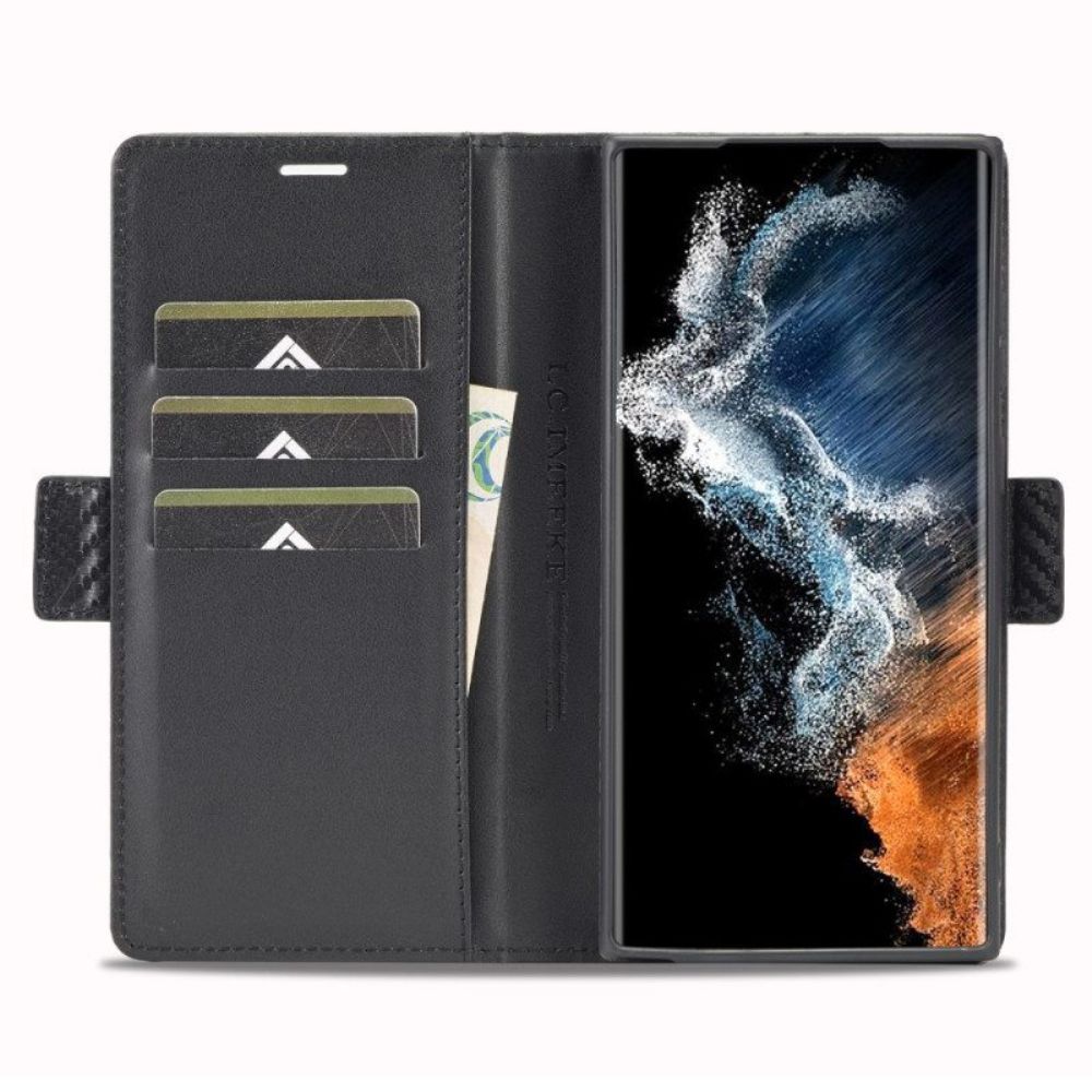 Bescherming Hoesje voor Samsung Galaxy S23 Ultra 5G Folio-hoesje Koolstofvezel