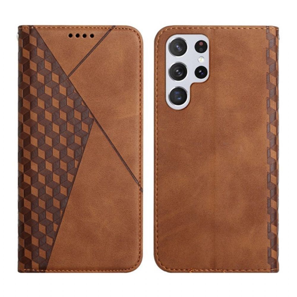 Bescherming Hoesje voor Samsung Galaxy S23 Ultra 5G Folio-hoesje Stijl Leer 3d-patroon