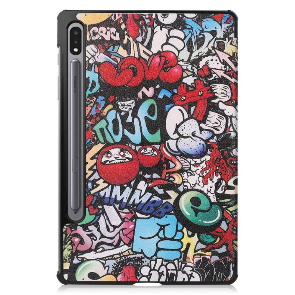 Bescherming Hoesje voor Samsung Galaxy Tab S8 Plus / Tab S7 Plus Graffiti Pennenhouder