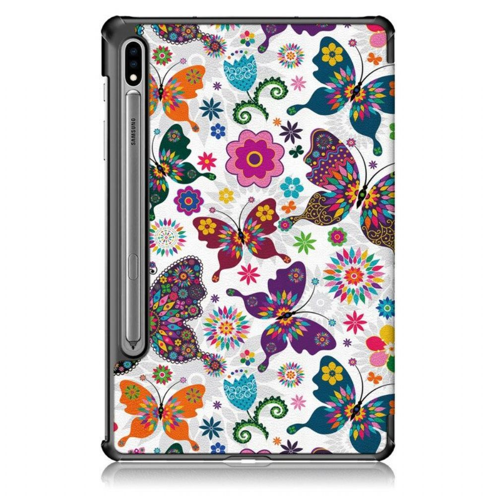 Bescherming Hoesje voor Samsung Galaxy Tab S8 / Tab S7 Verbeterde Vlinders En Bloemen