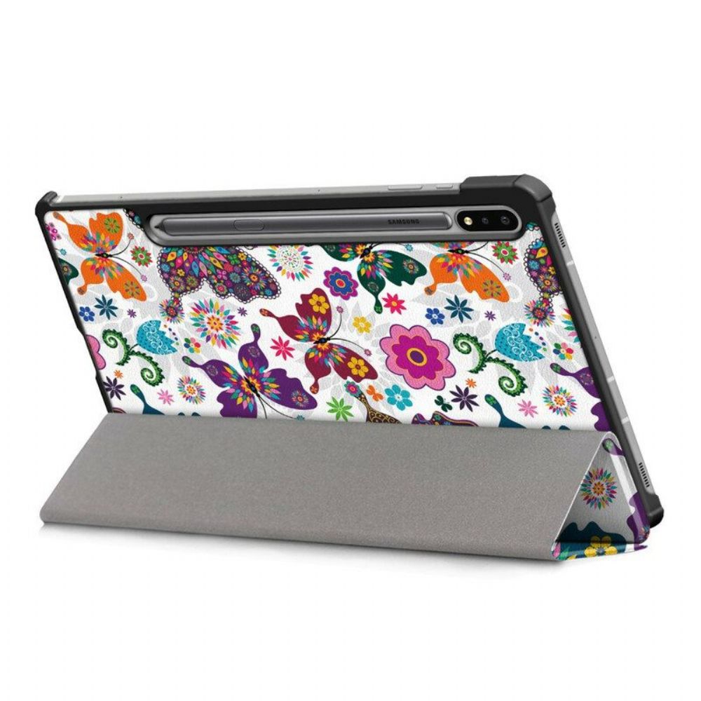 Bescherming Hoesje voor Samsung Galaxy Tab S8 / Tab S7 Verbeterde Vlinders En Bloemen