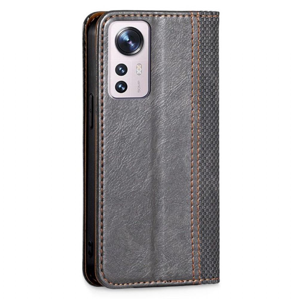 Bescherming Hoesje voor Xiaomi 12 Pro Folio-hoesje Vintage Leereffect