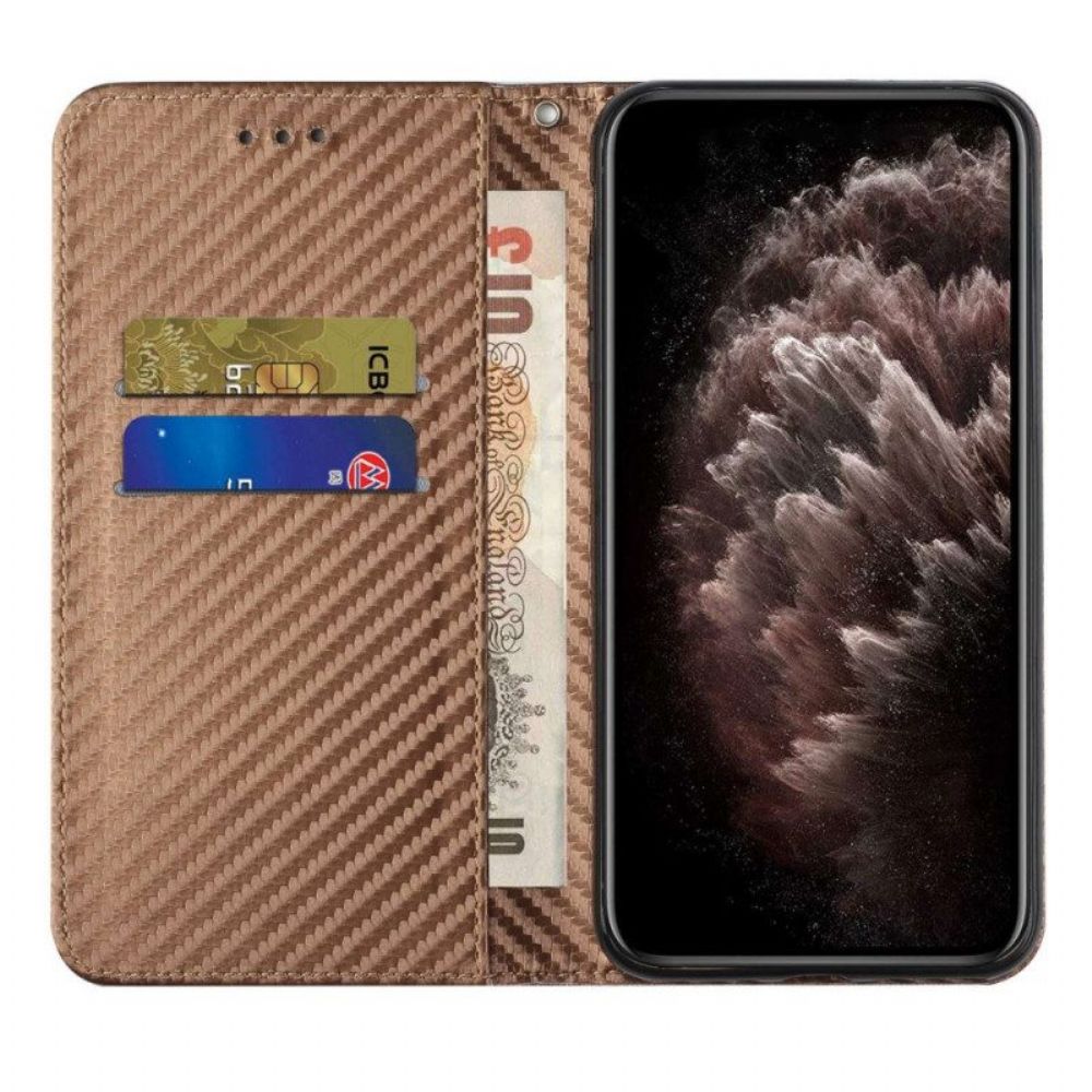 Bescherming Hoesje voor Xiaomi 12T / 12T Pro Folio-hoesje Koolstofvezel Met Koord