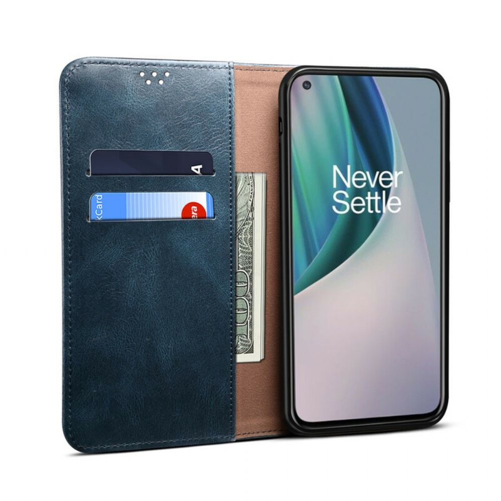 Bescherming Hoesje voor OnePlus Nord N10 Folio-hoesje Gewaxt Kunstleer