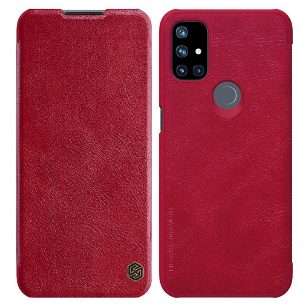 Bescherming Hoesje voor OnePlus Nord N10 Folio-hoesje Nillkin Qin-serie