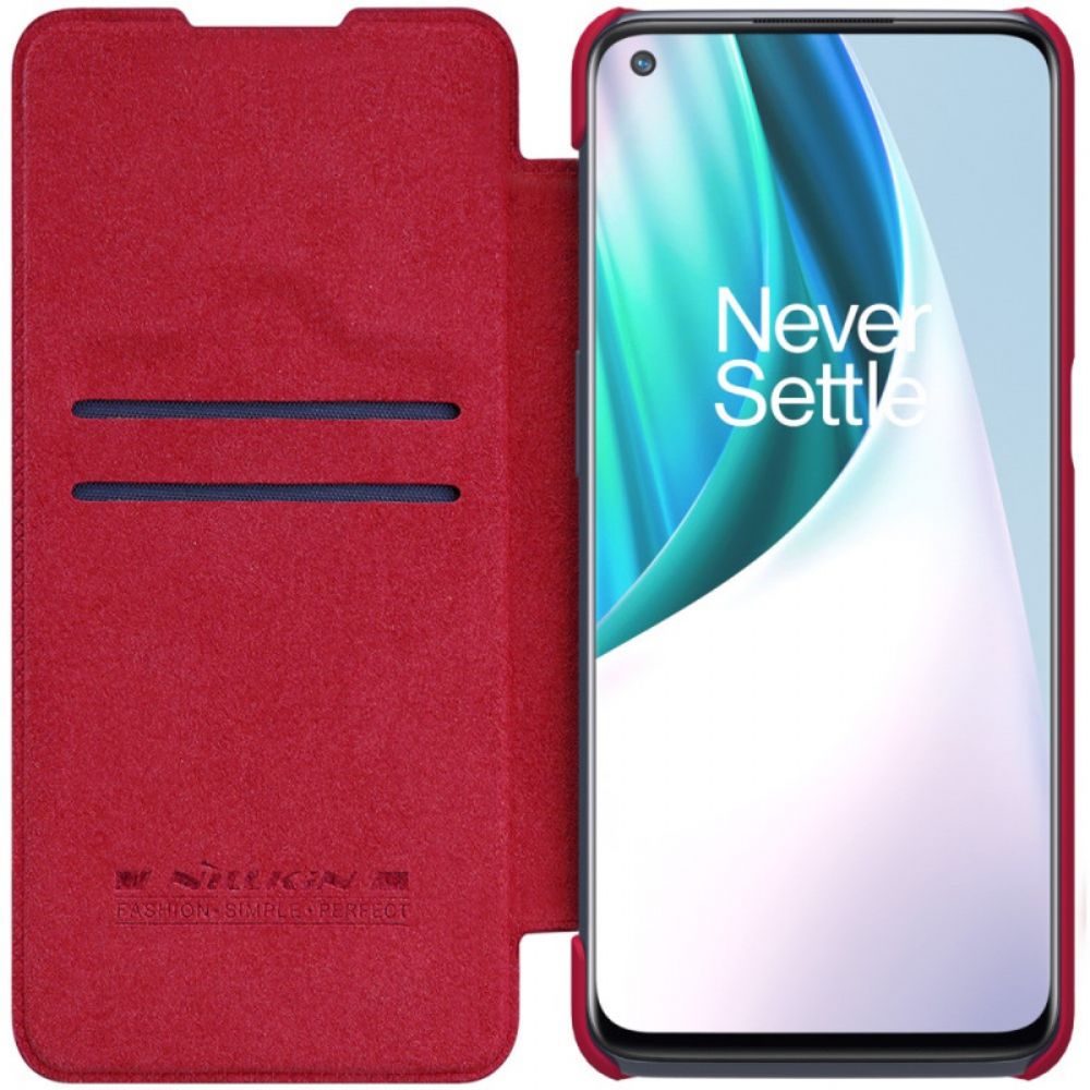 Bescherming Hoesje voor OnePlus Nord N10 Folio-hoesje Nillkin Qin-serie