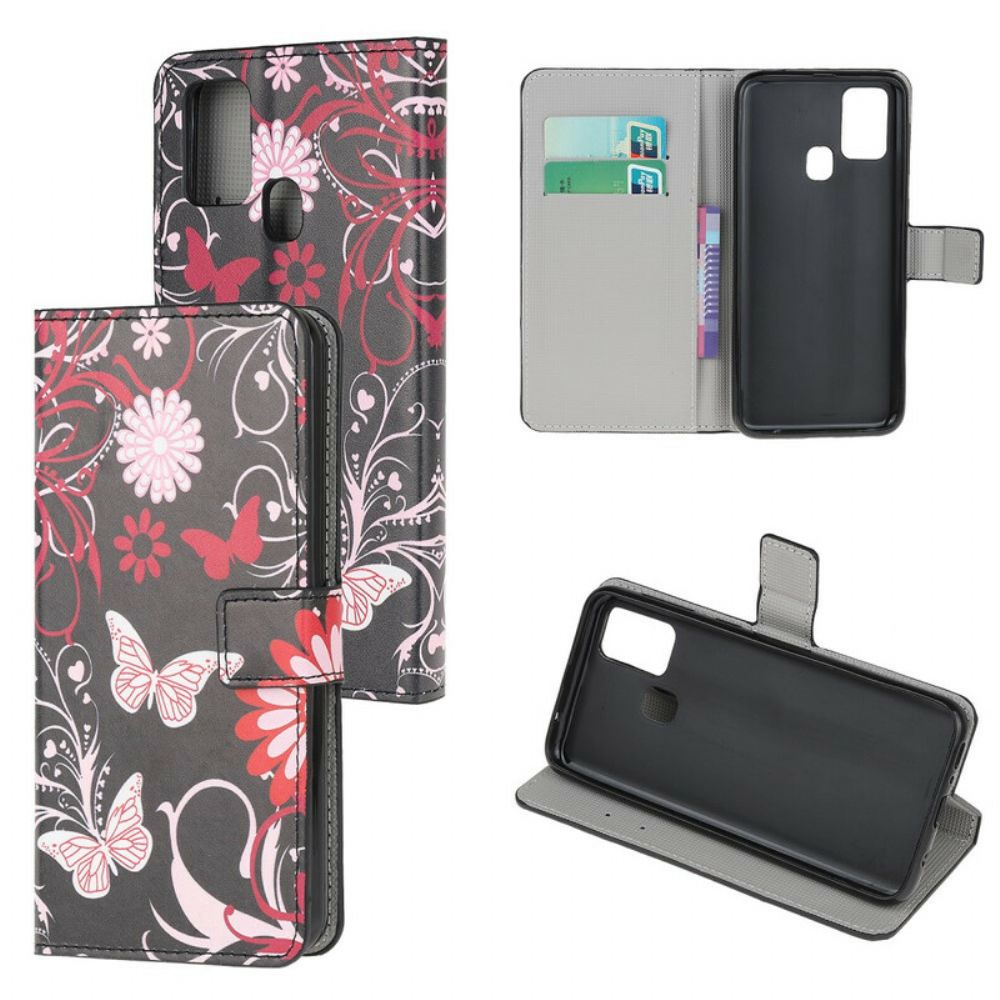 Flip Case voor OnePlus Nord N10 Vlinders En Bloemen