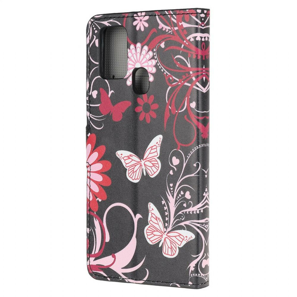 Flip Case voor OnePlus Nord N10 Vlinders En Bloemen