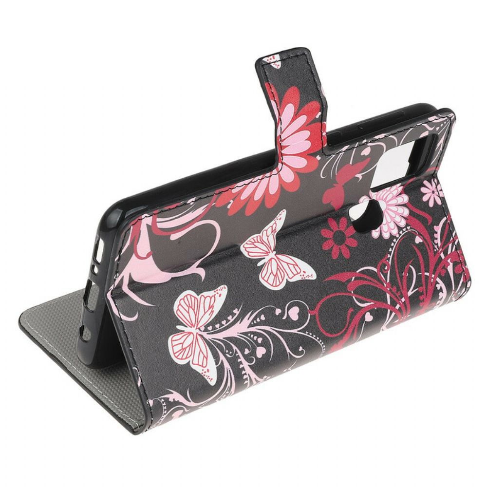 Flip Case voor OnePlus Nord N10 Vlinders En Bloemen