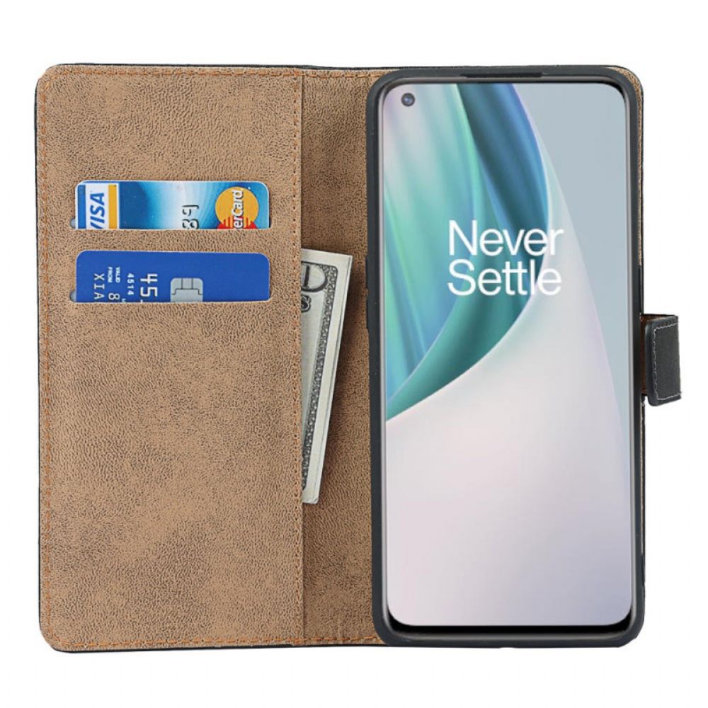 Folio-hoesje voor OnePlus Nord N10 Echt Leer Kleur