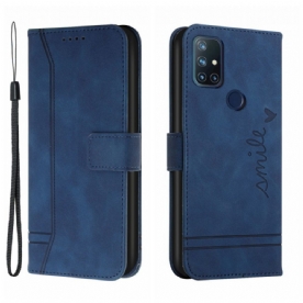 Folio-hoesje voor OnePlus Nord N10 Glimlach Met Lanyard