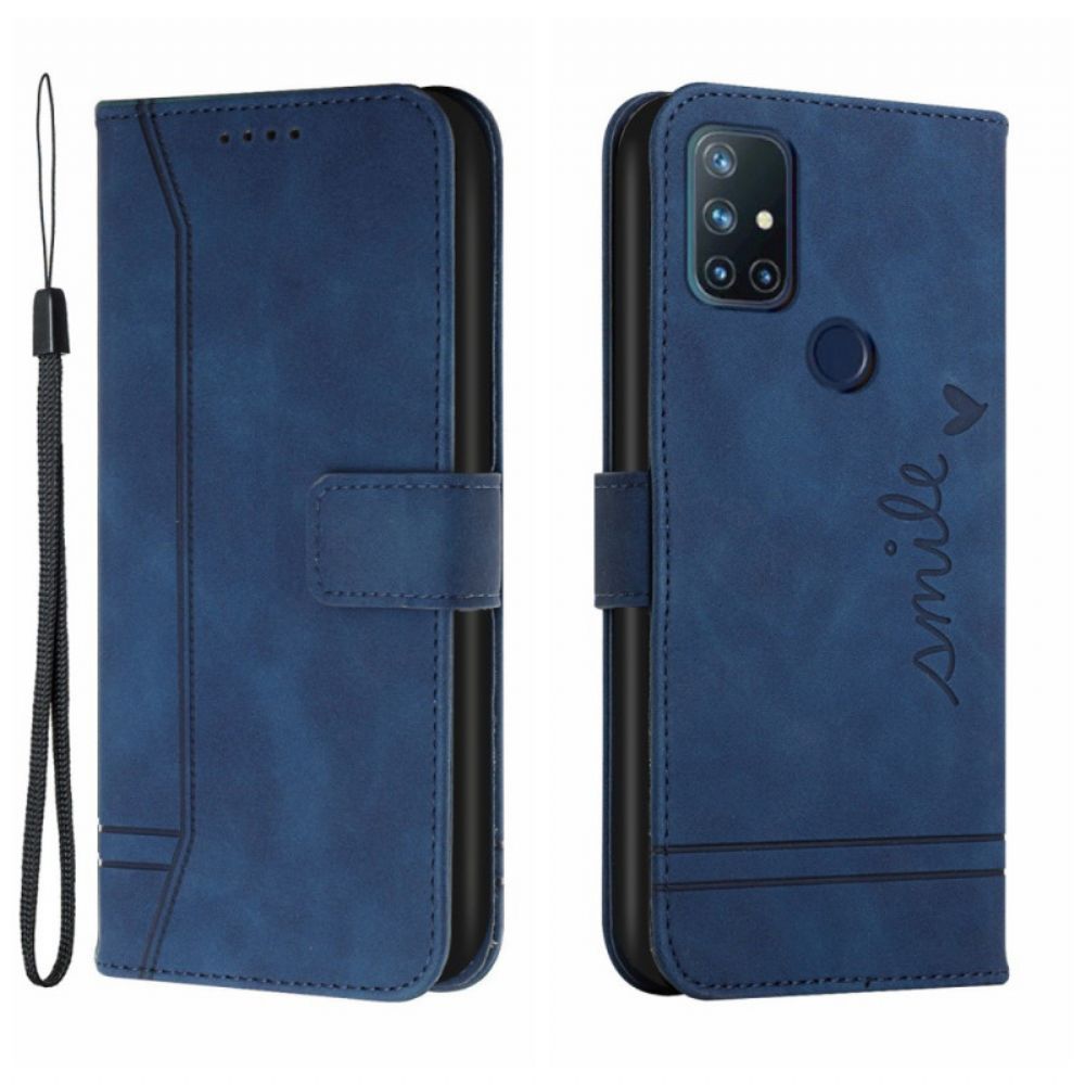 Folio-hoesje voor OnePlus Nord N10 Glimlach Met Lanyard