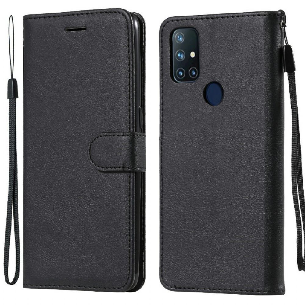 Folio-hoesje voor OnePlus Nord N10 Met Ketting Leren Bandeffect