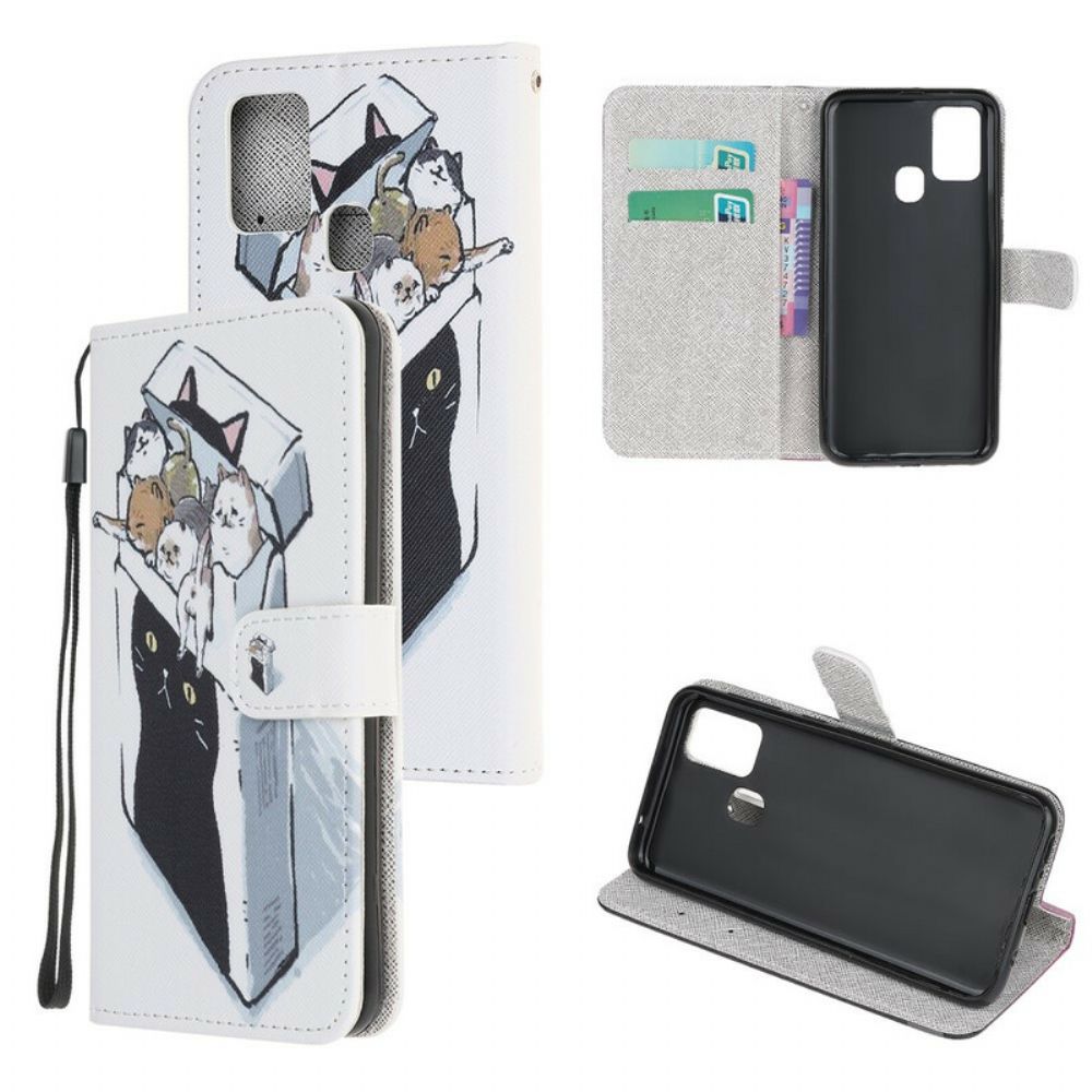 Folio-hoesje voor OnePlus Nord N10 Met Ketting Thong Kat Levering