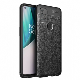 Hoesje voor OnePlus Nord N10 Dubbele Lijn Litchi Leder Effect