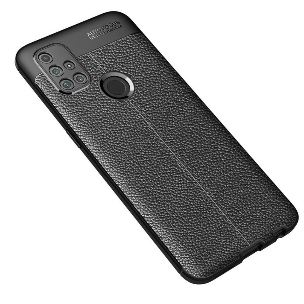 Hoesje voor OnePlus Nord N10 Dubbele Lijn Litchi Leder Effect