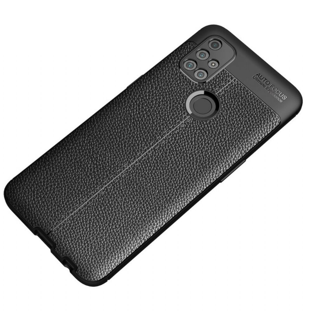 Hoesje voor OnePlus Nord N10 Dubbele Lijn Litchi Leder Effect