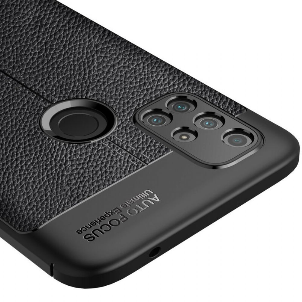 Hoesje voor OnePlus Nord N10 Dubbele Lijn Litchi Leder Effect