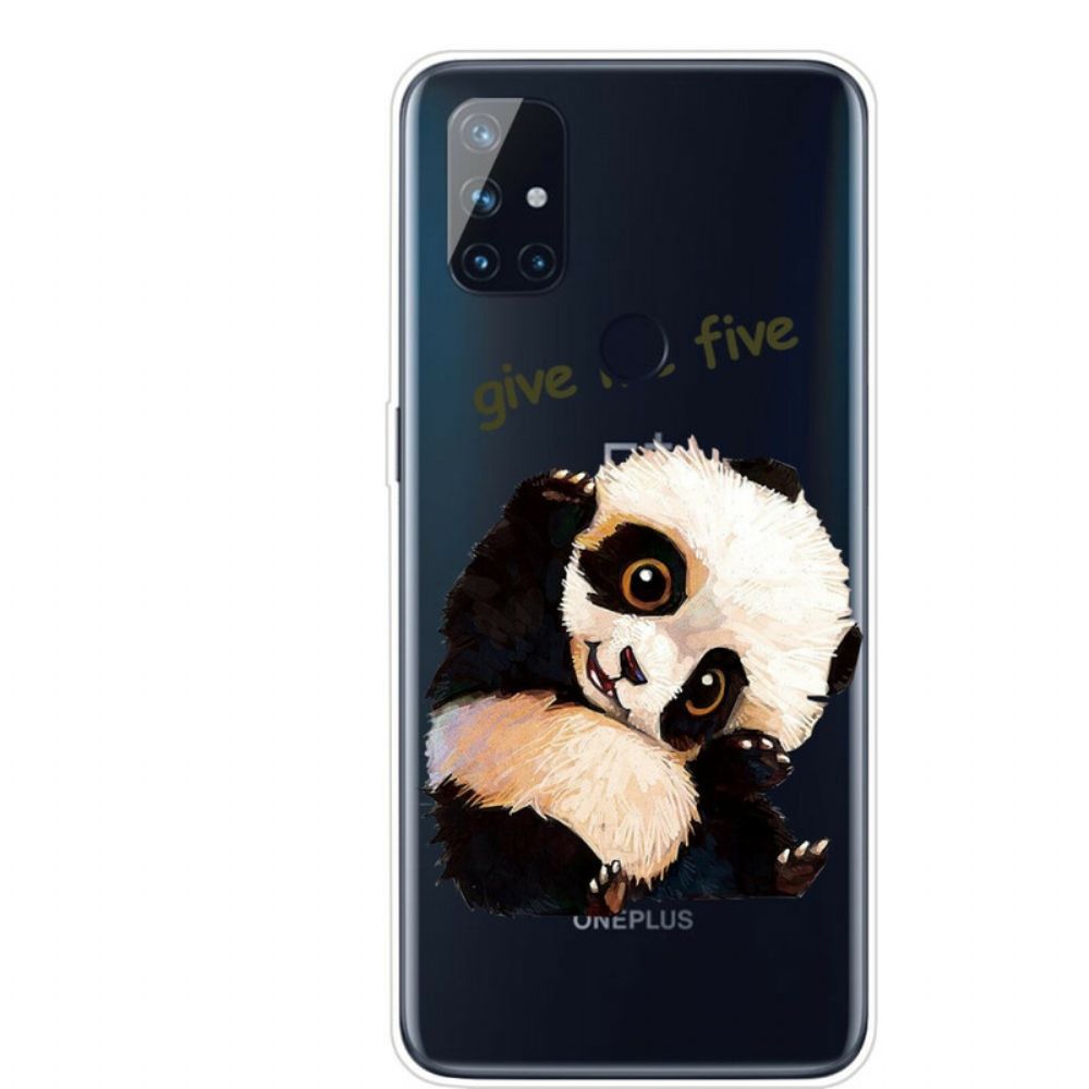 Hoesje voor OnePlus Nord N10 Transparante Panda Geef Me Vijf