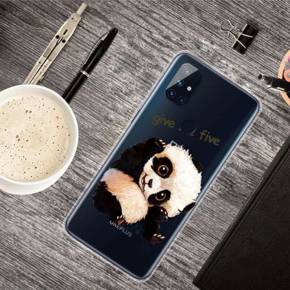 Hoesje voor OnePlus Nord N10 Transparante Panda Geef Me Vijf