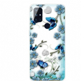 Hoesje voor OnePlus Nord N10 Transparante Retro Vlinders En Bloemen