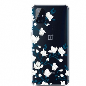 Hoesje voor OnePlus Nord N10 Witte Bloemen